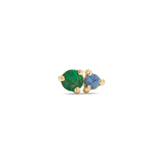 Emerald and Sapphire Stud Earrings Set