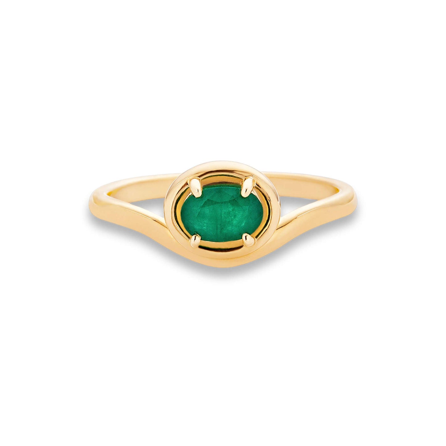 Emerald and Silver Merge Ring Design