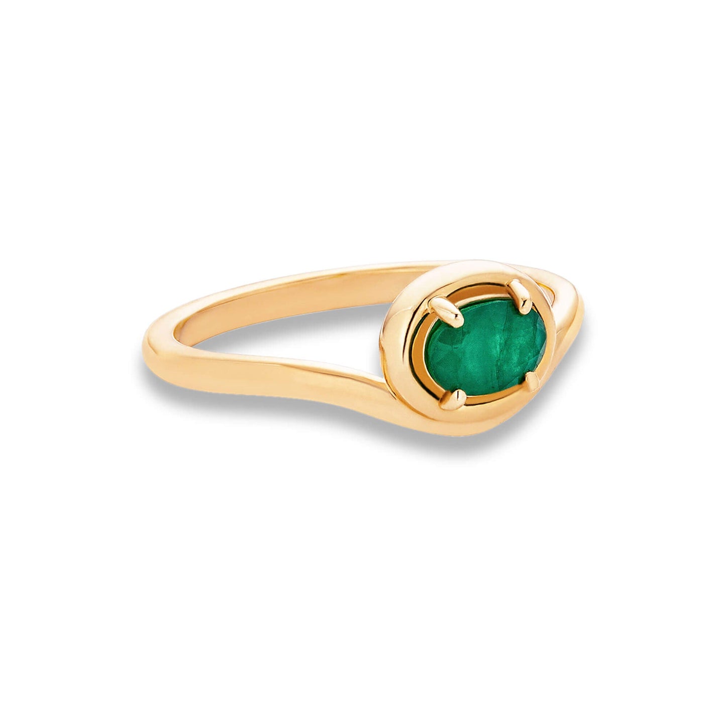 Emerald and Silver Merge Ring Design