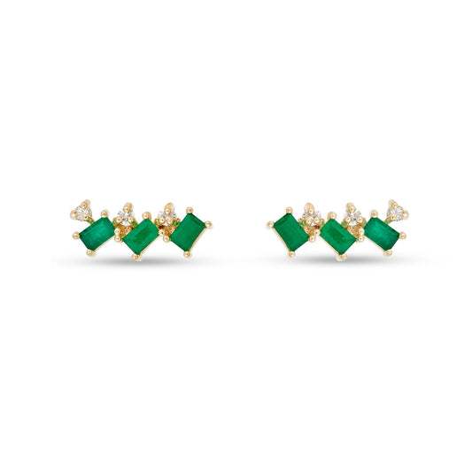 Emerald Cluster Stud Earrings in Luxe Design