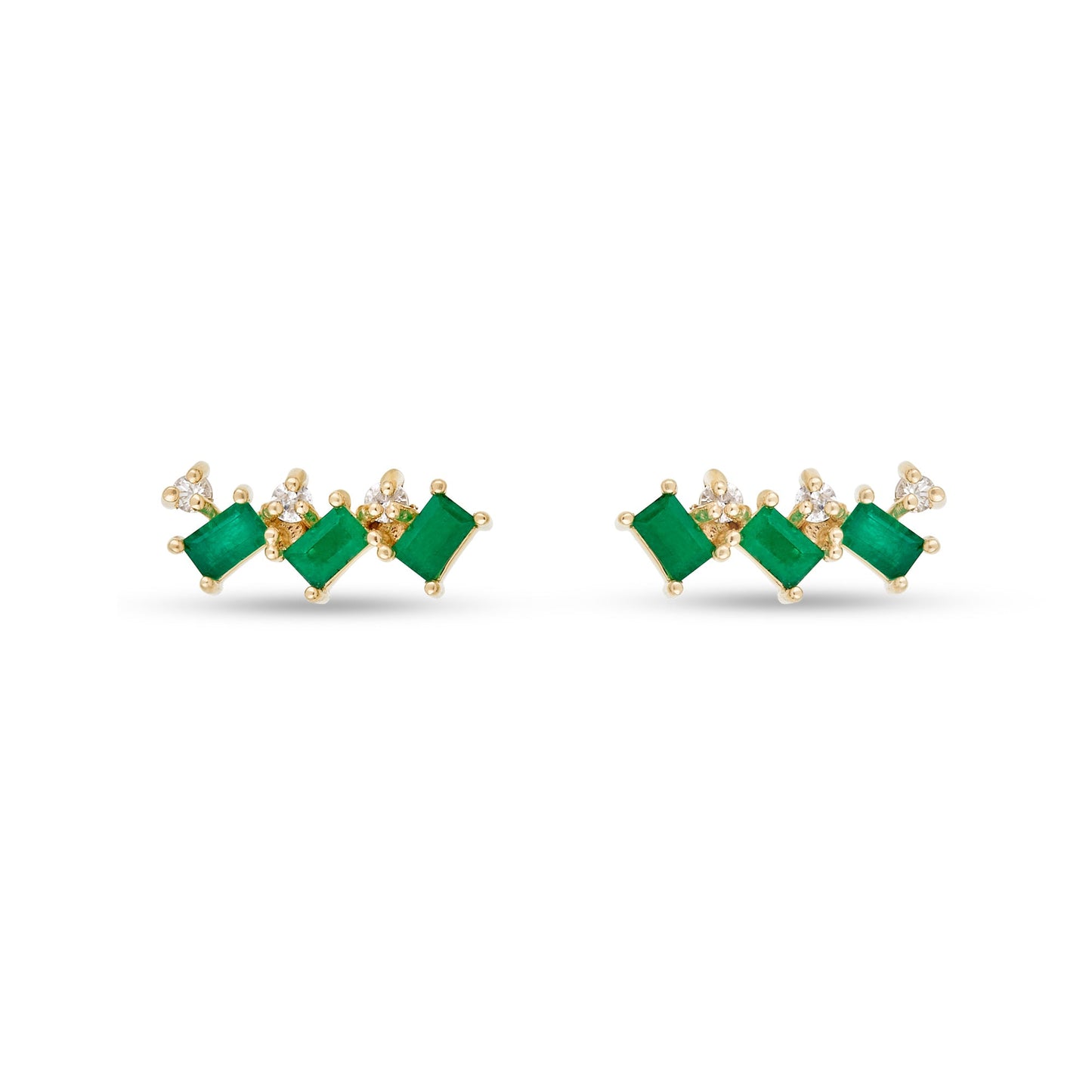 Emerald Cluster Stud Earrings in Luxe Design