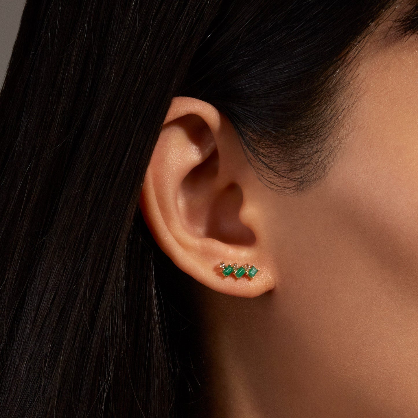 Emerald Cluster Stud Earrings in Luxe Design