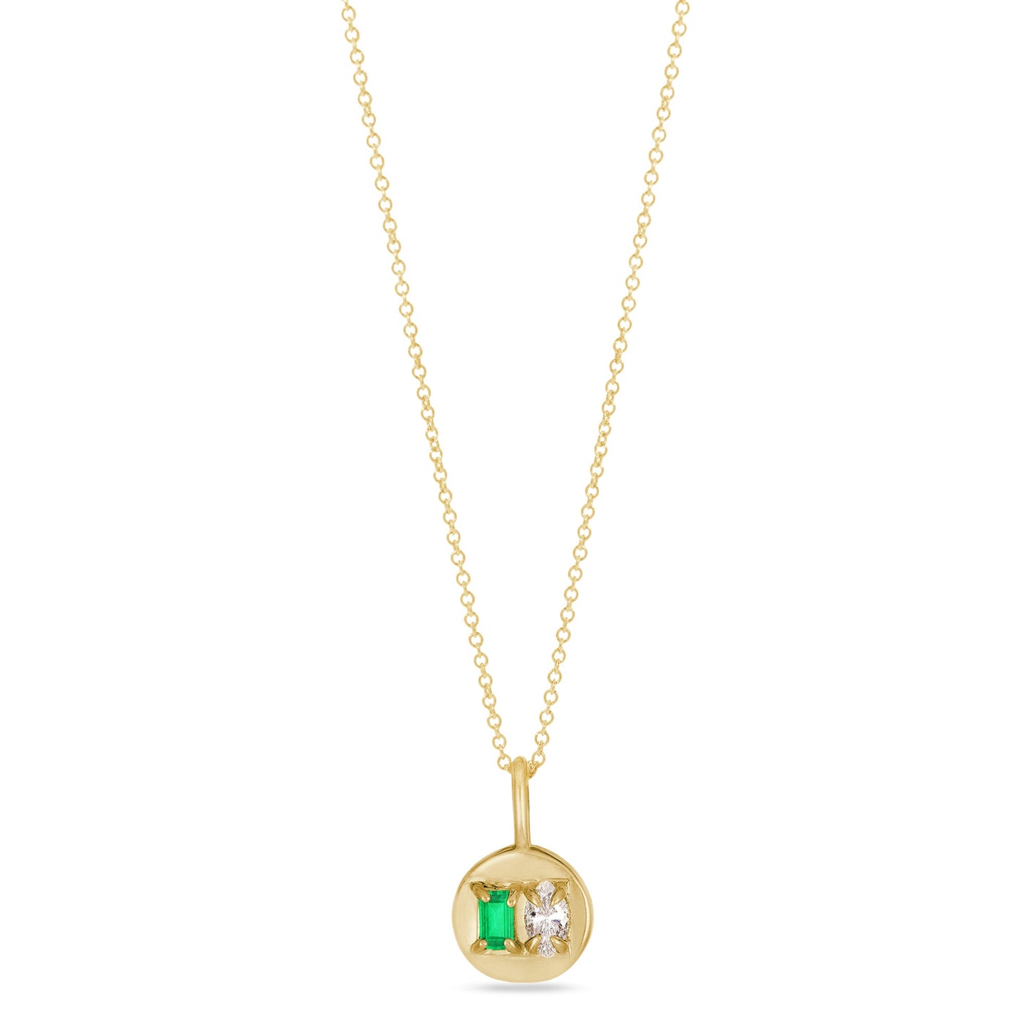 Emerald Mini Medallion Pendant Necklace