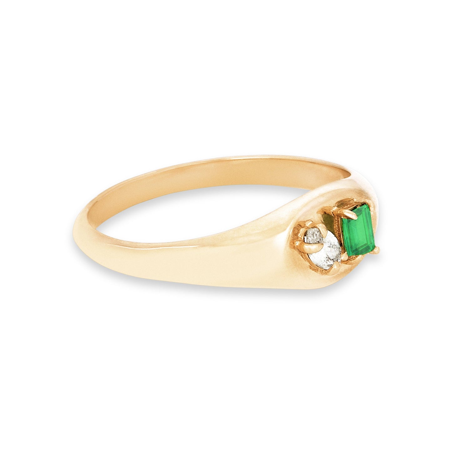 Emerald Pinky Signet Ring in Luxe Design