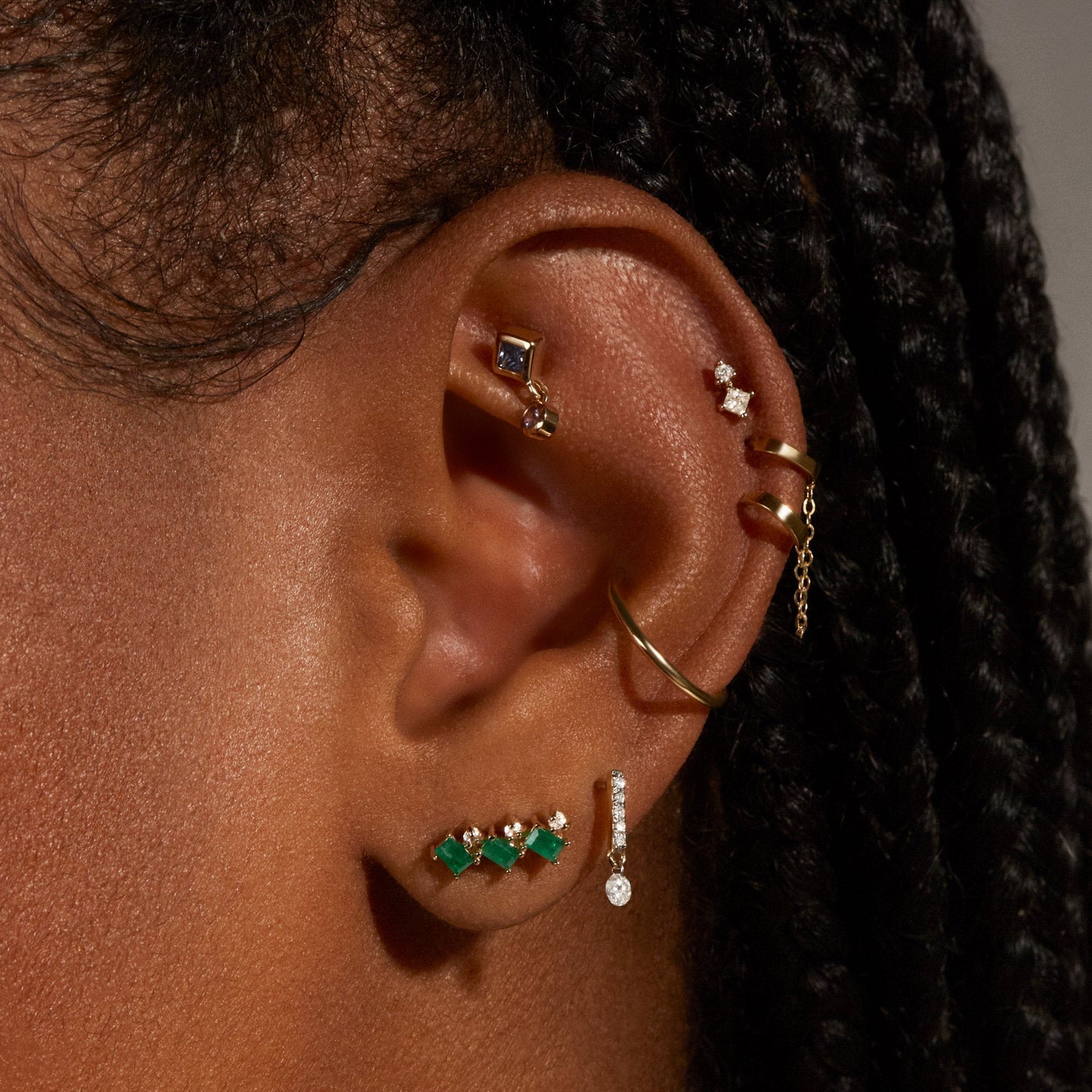 Emerald Cluster Stud Earrings in Luxe Design