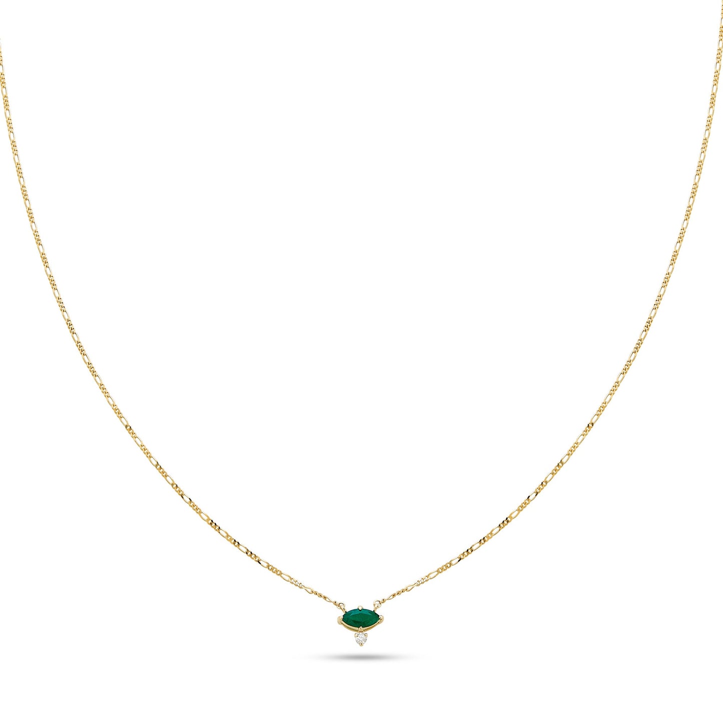 Marquise Design Emerald Necklace in Silver