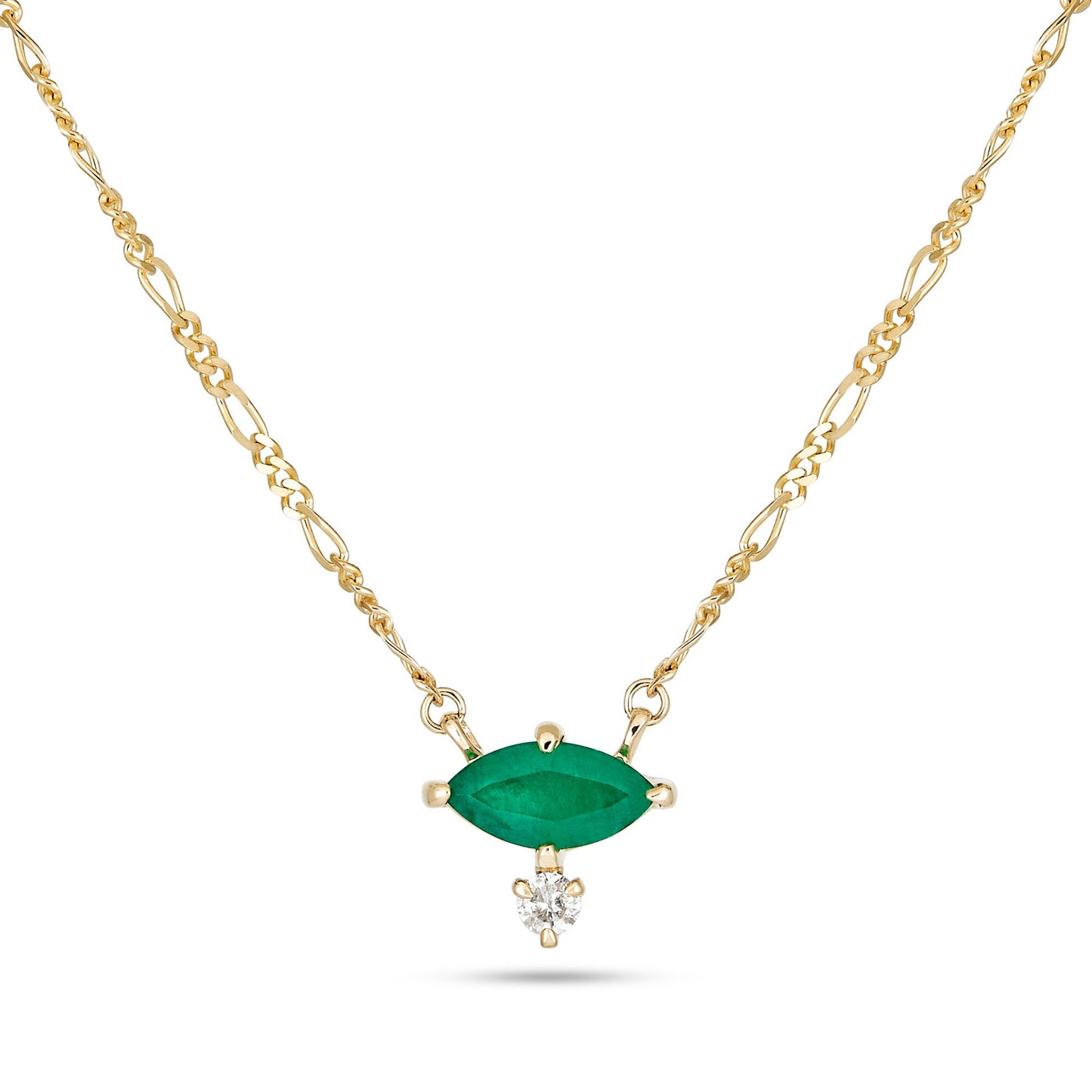 Marquise Design Emerald Necklace in Silver