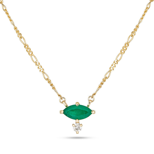 Marquise Design Emerald Necklace in Silver