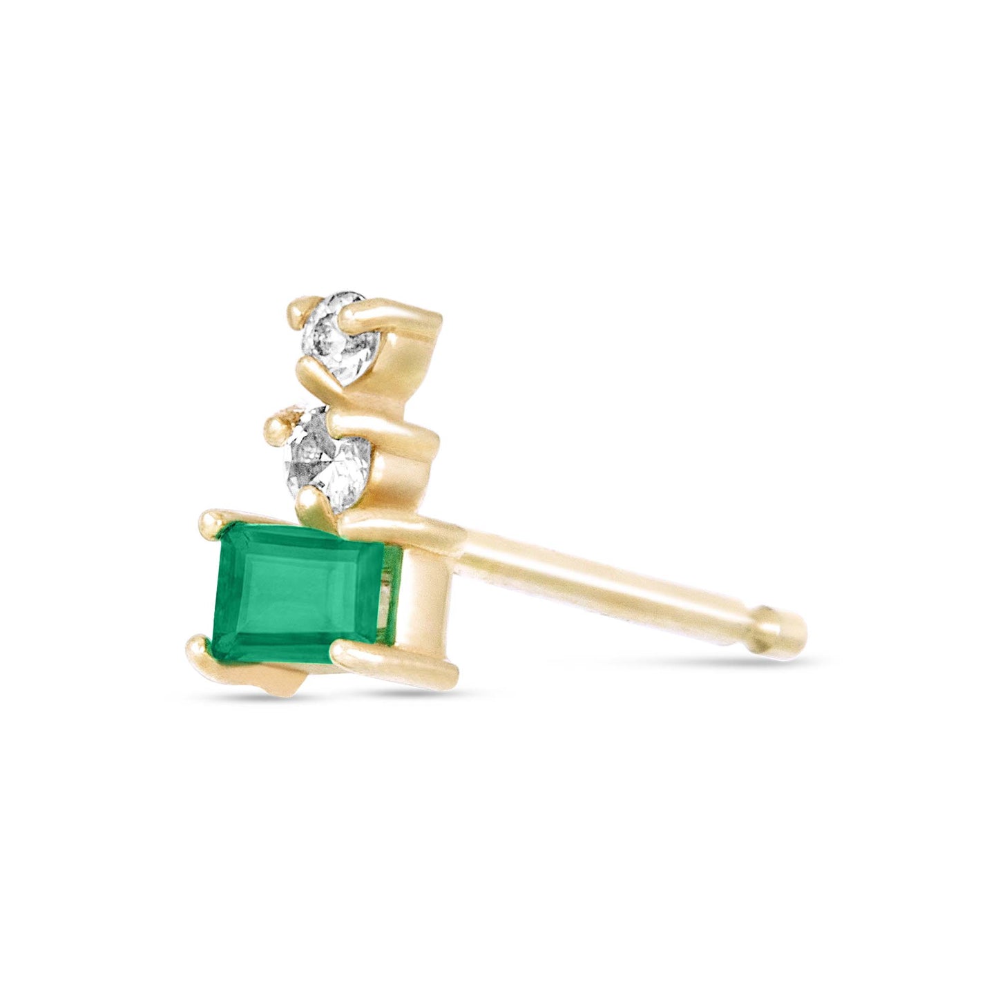 Triple Stacked Emerald Stud Earrings