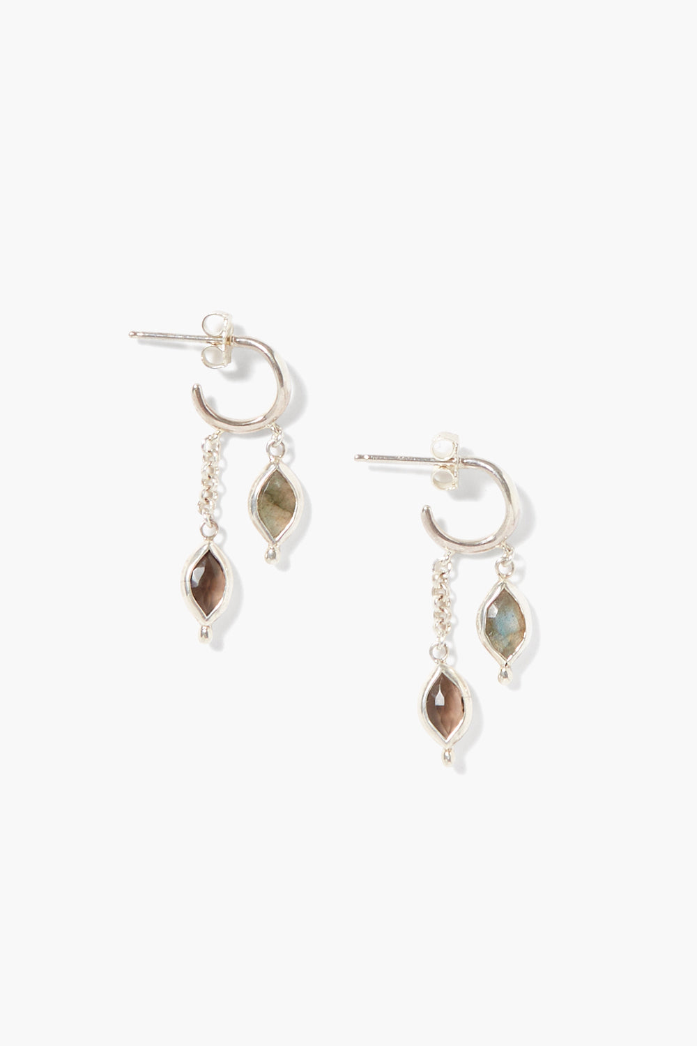 Labradorite Drop Earrings in Mixed Design