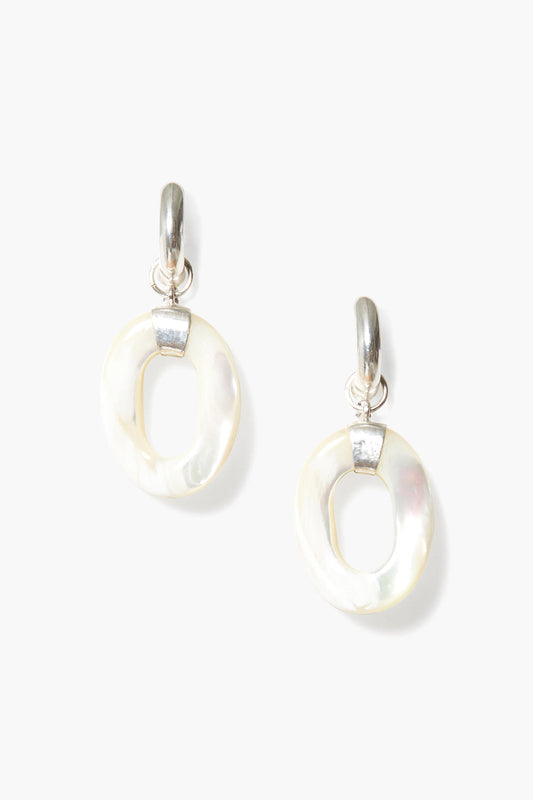 White Mother of Pearl Hoop Earrings 1