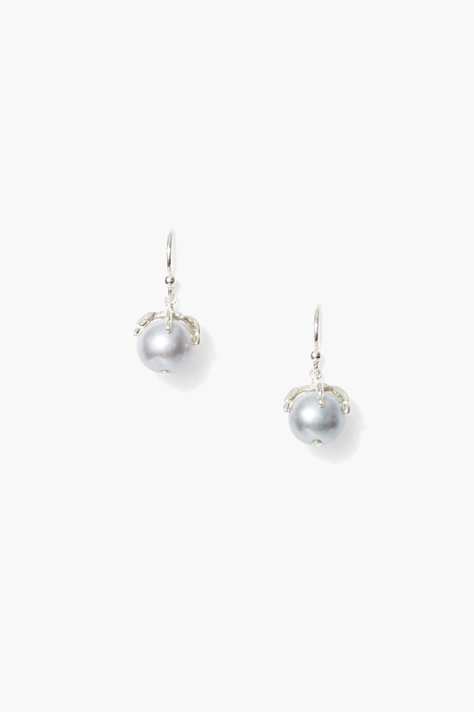 Mini Grey Pearl Drop Earrings