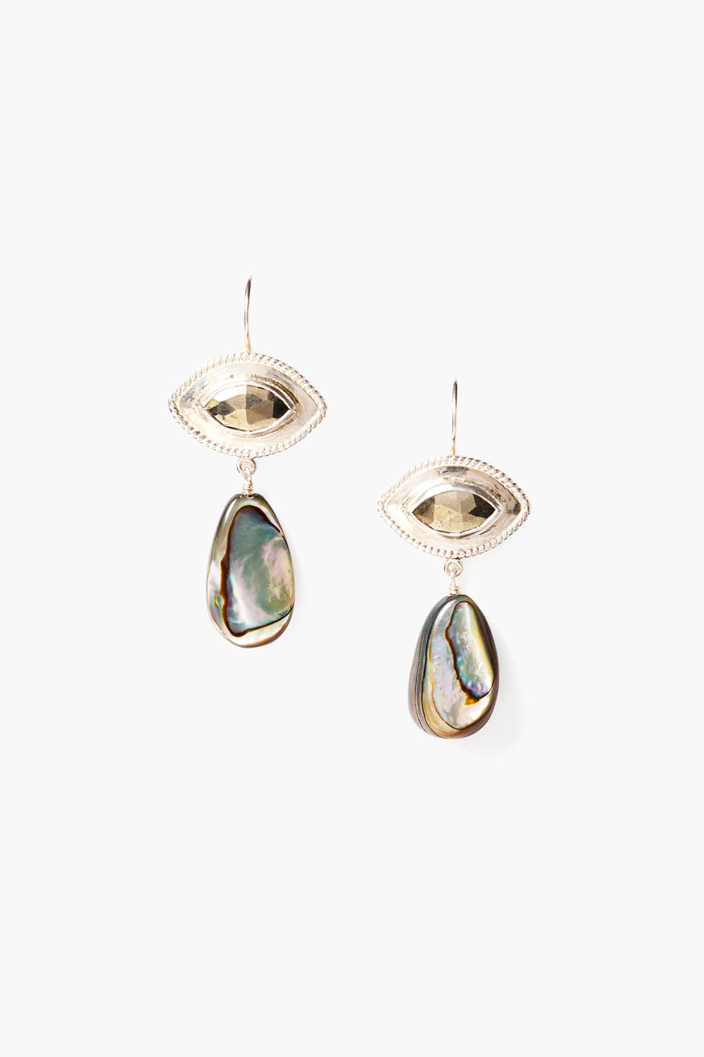 Twist Abalone Evil Eye Earrings