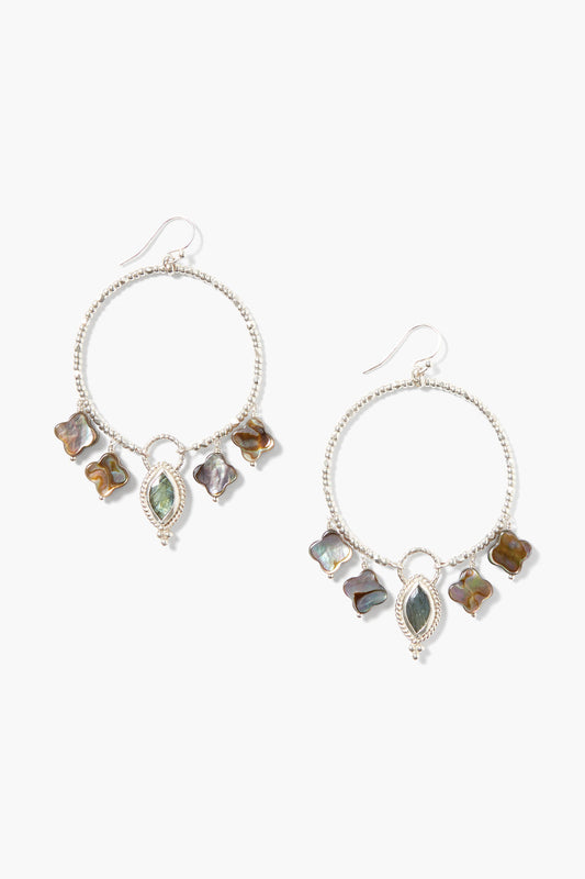 Clover Hoop Earrings with Abalone Design