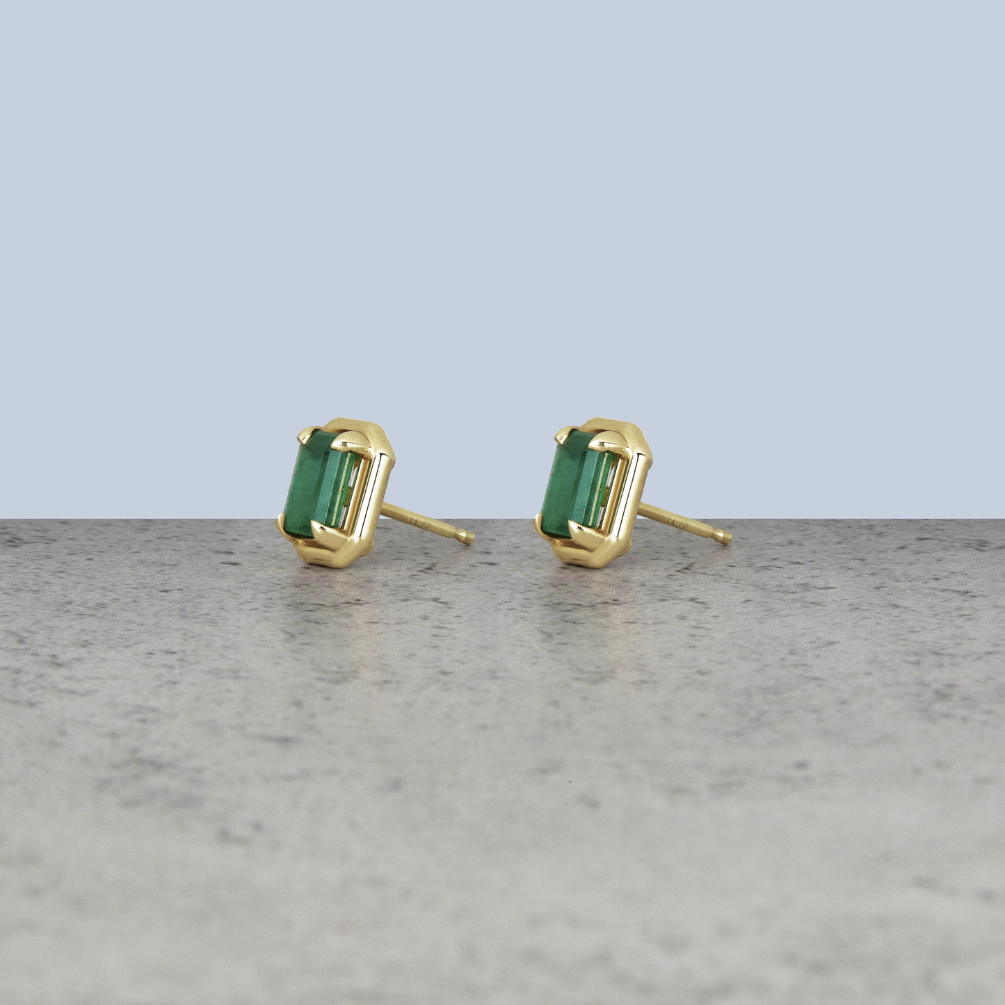 Emerald Stud Earrings in Bonbon Style