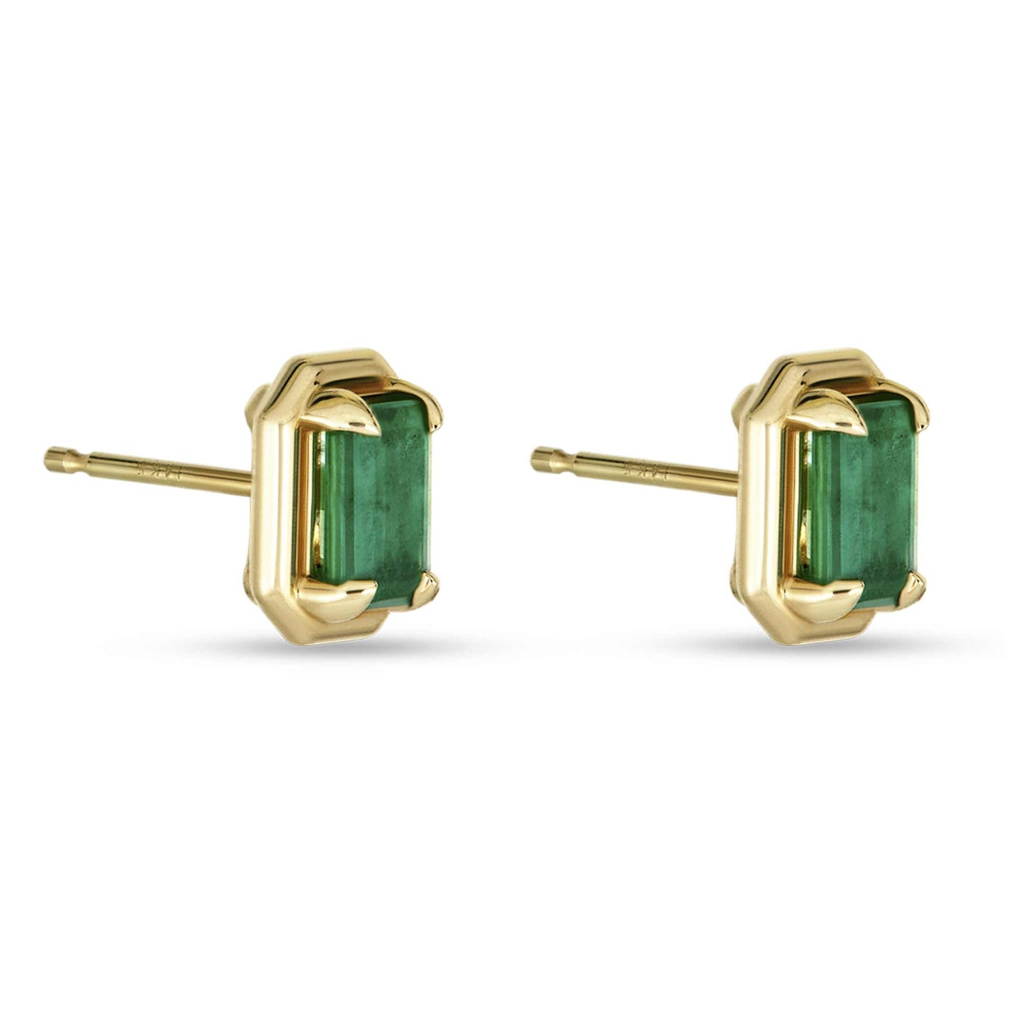 Emerald Stud Earrings in Bonbon Style