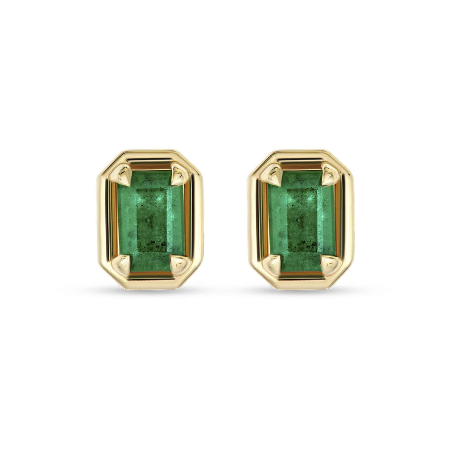 Emerald Stud Earrings in Bonbon Style