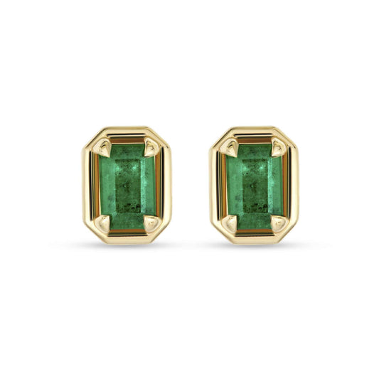 Emerald Stud Earrings in Bonbon Style