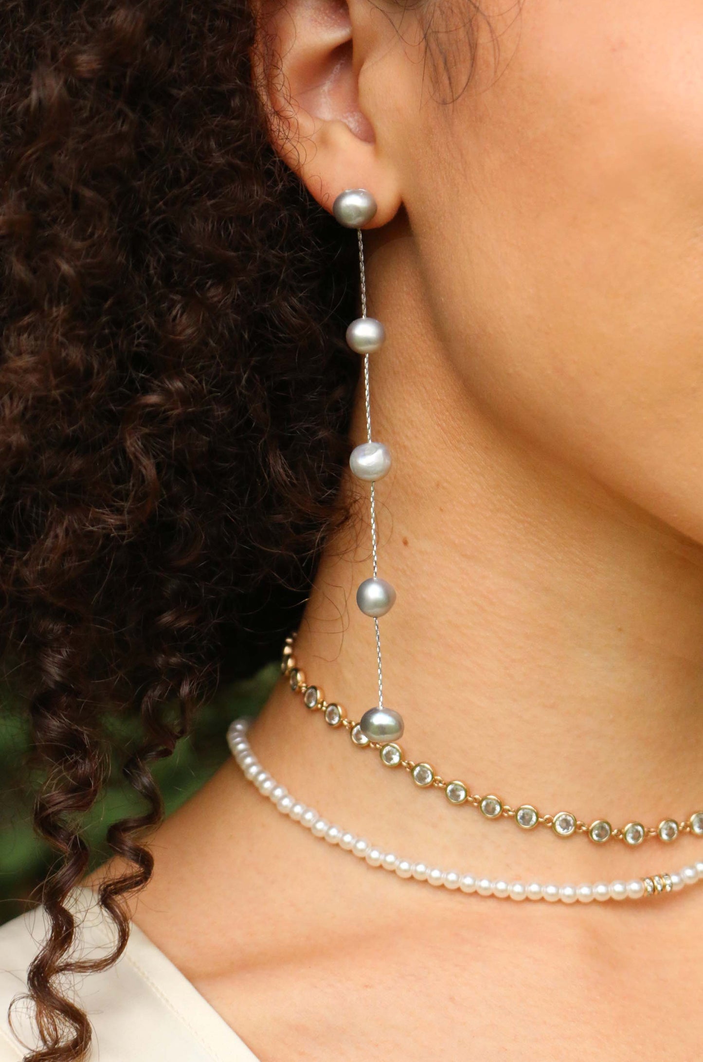 Delicate Drop Earrings with Dripping Pearl Design