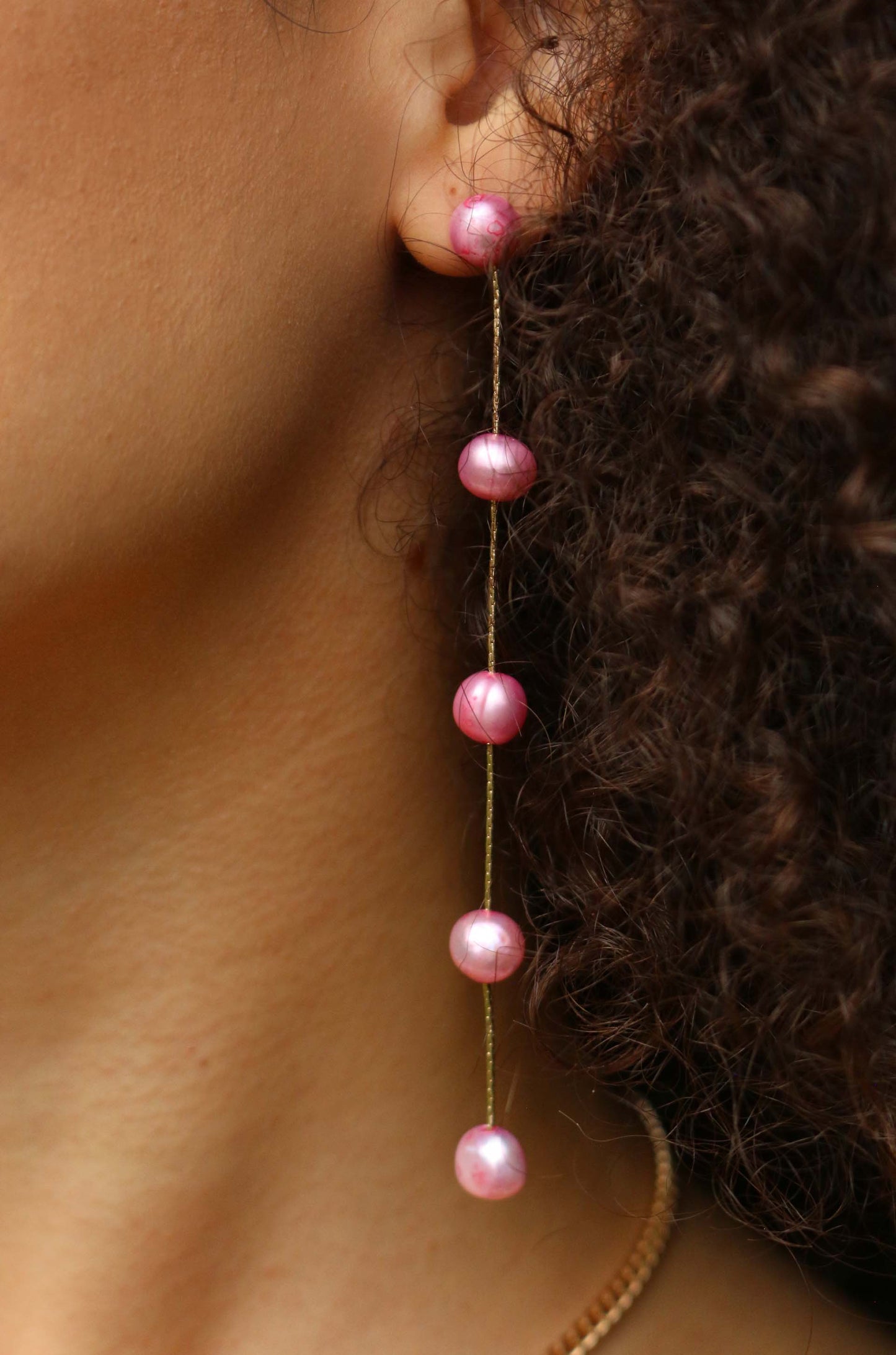 Delicate Drop Earrings with Dripping Pearl Design