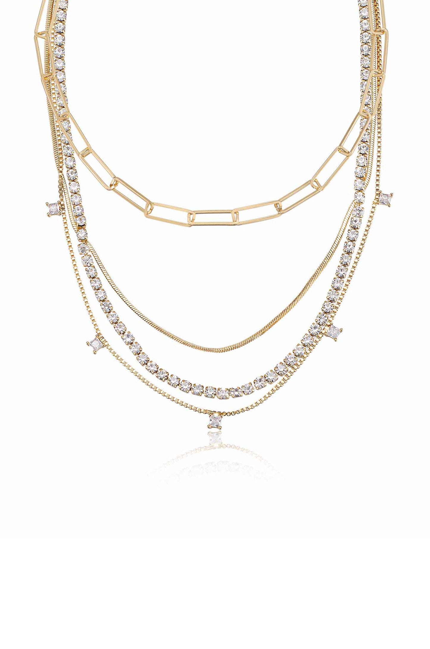 Crystal Necklace Set with Mixed Chains