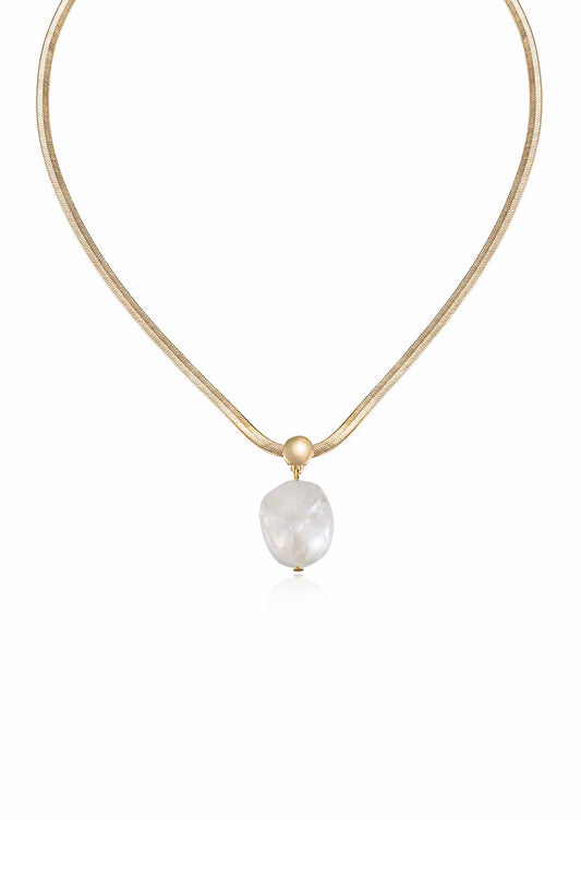 Elegant Baroque Pearl Pendant Necklace in Silver