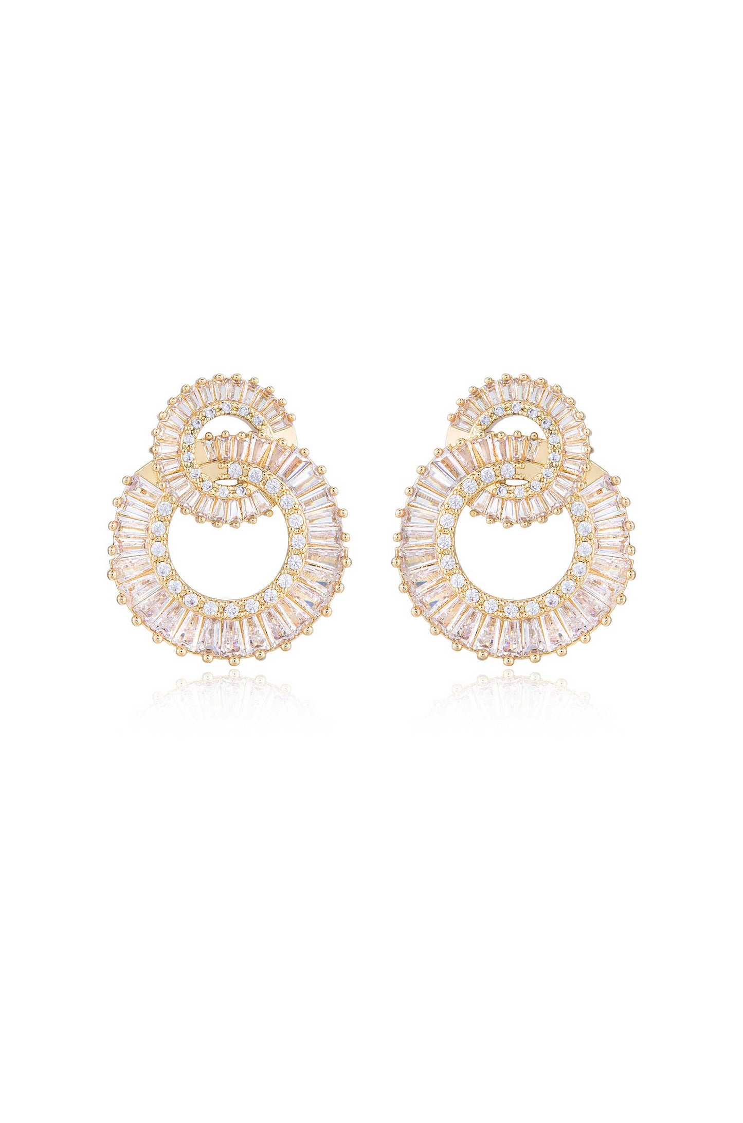 Crystal Earrings with Rotating Circle Design