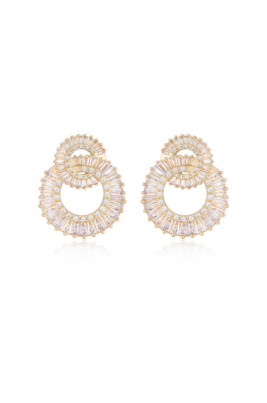 Crystal Earrings with Rotating Circle Design