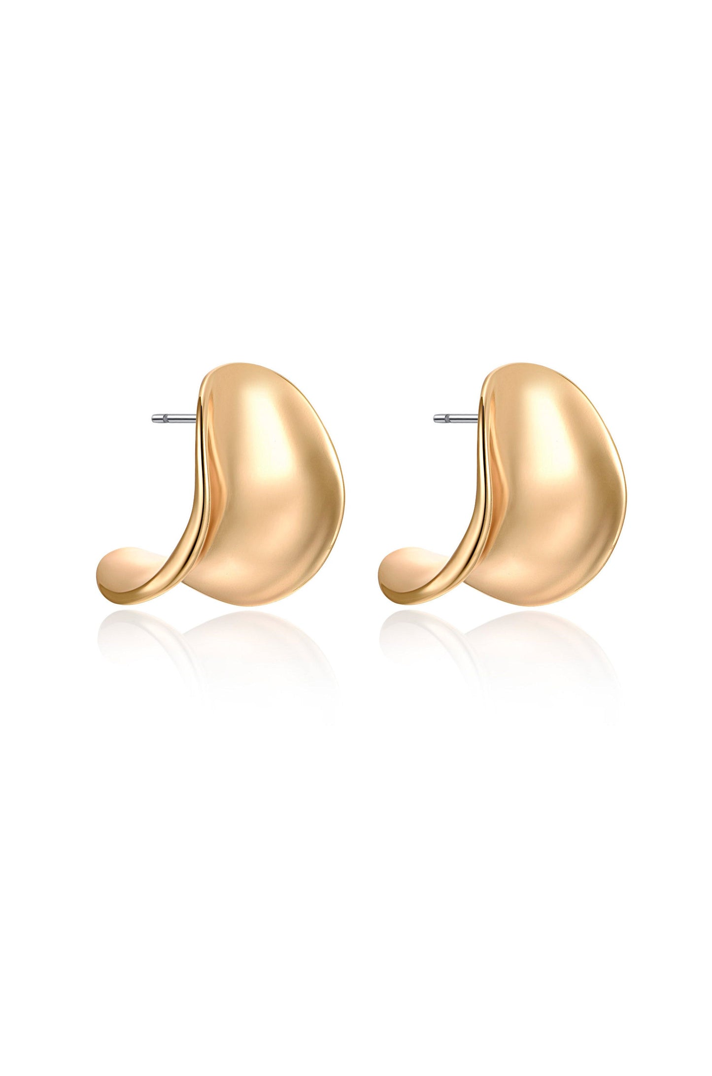 Sleek Curved Silver Stud Earrings