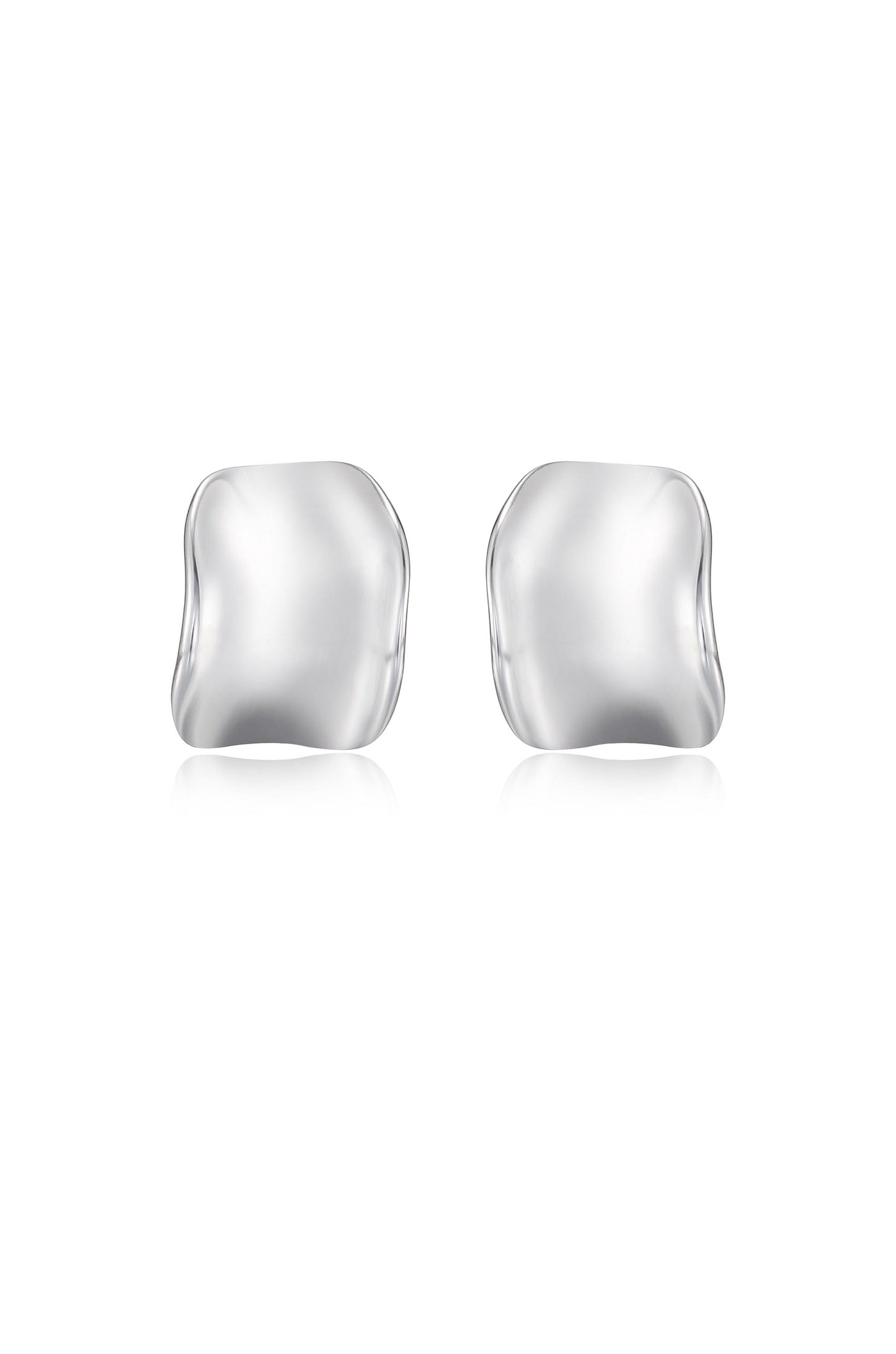 Sleek Curved Silver Stud Earrings