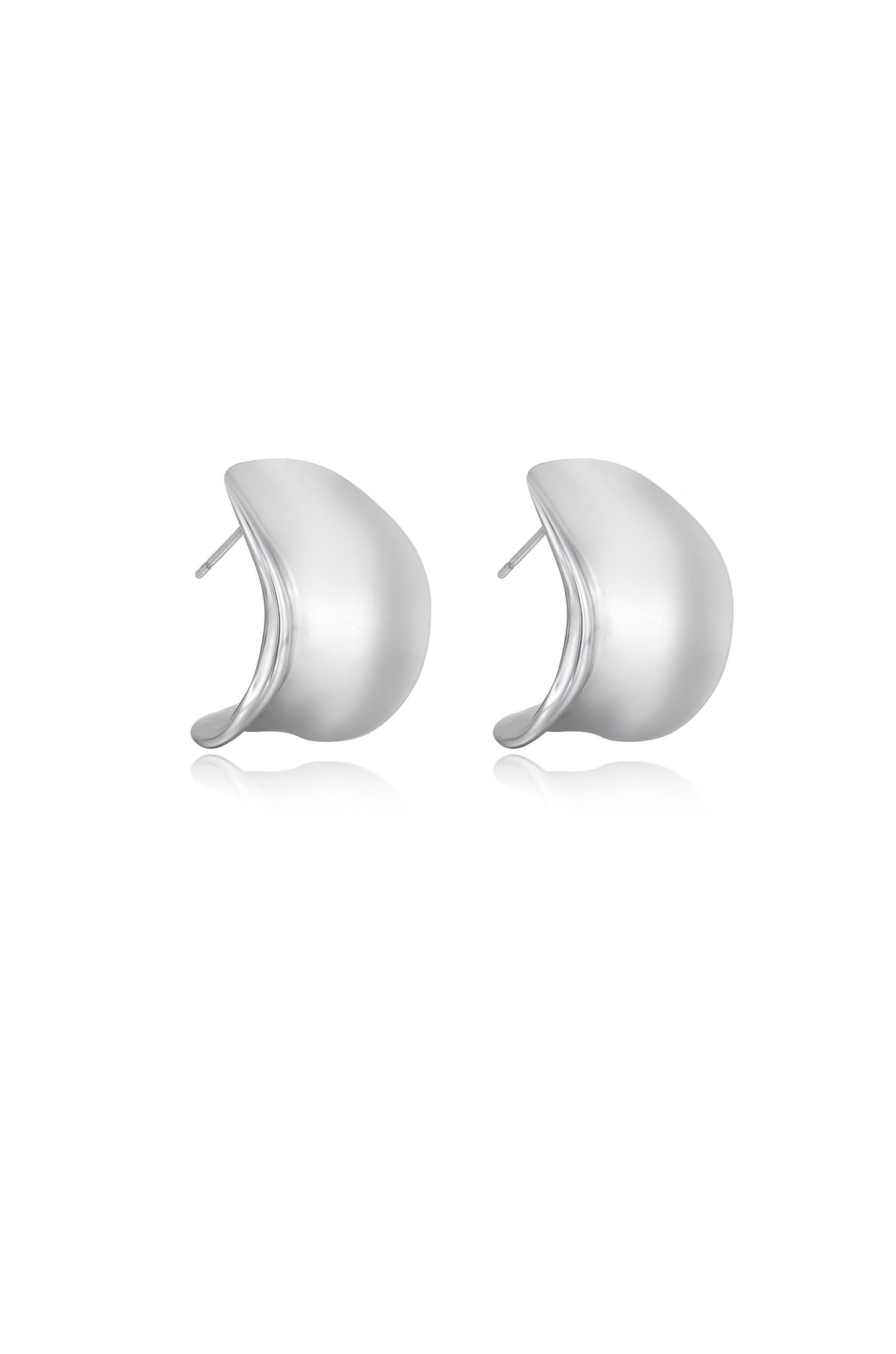 Sleek Curved Silver Stud Earrings