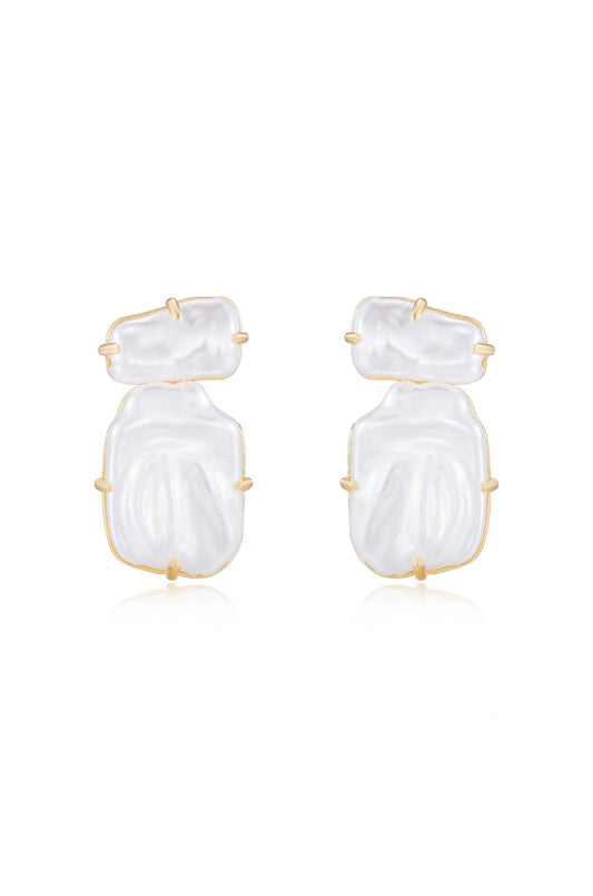 Double Pearl Earrings in Modern Style