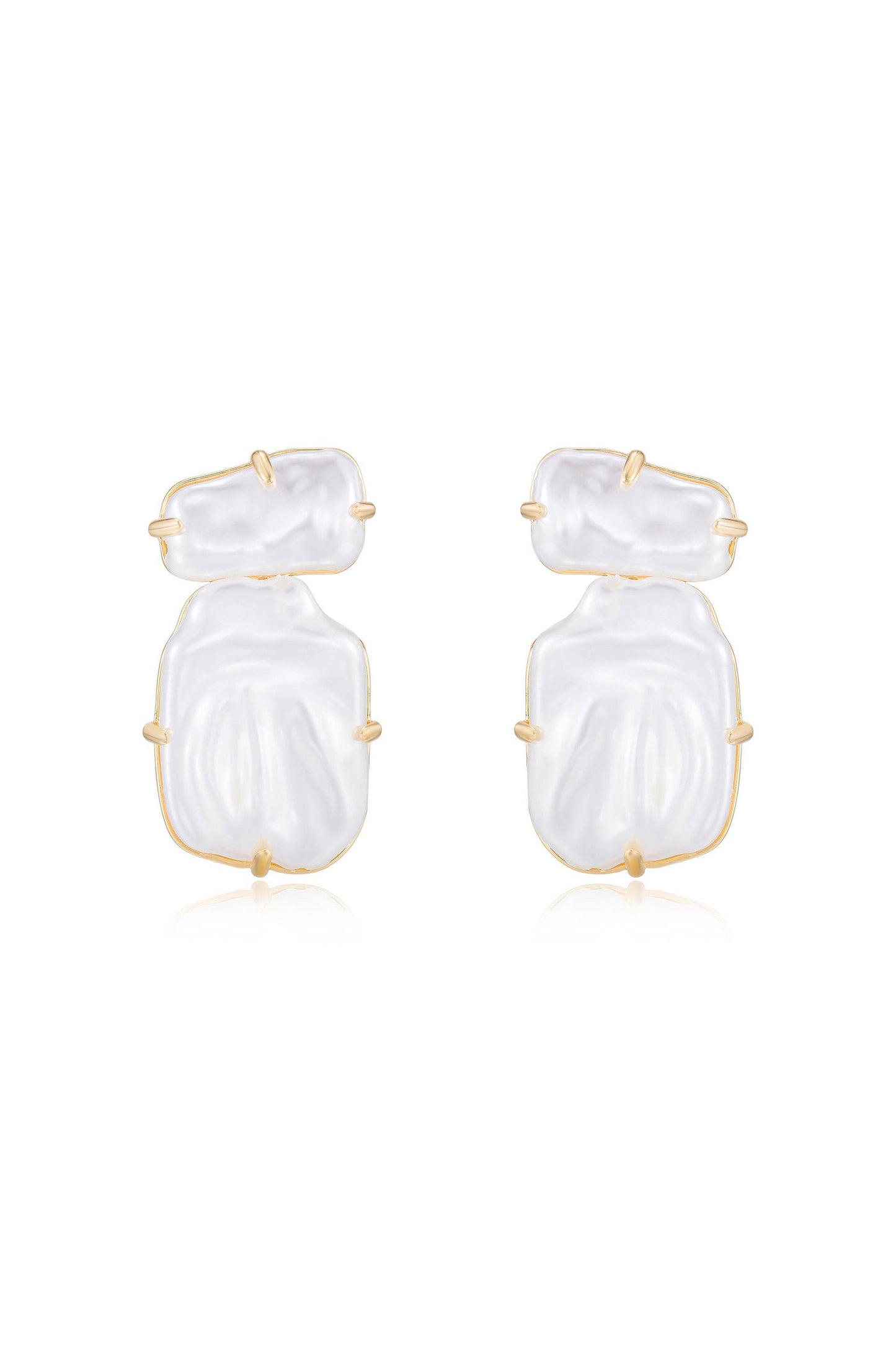 Double Pearl Earrings in Modern Style