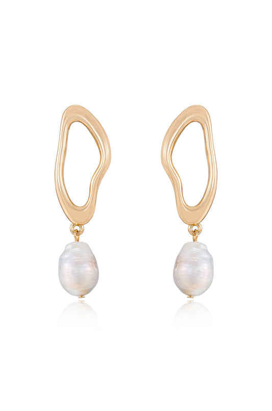 Freshwater Pearl Open Circle Earrings