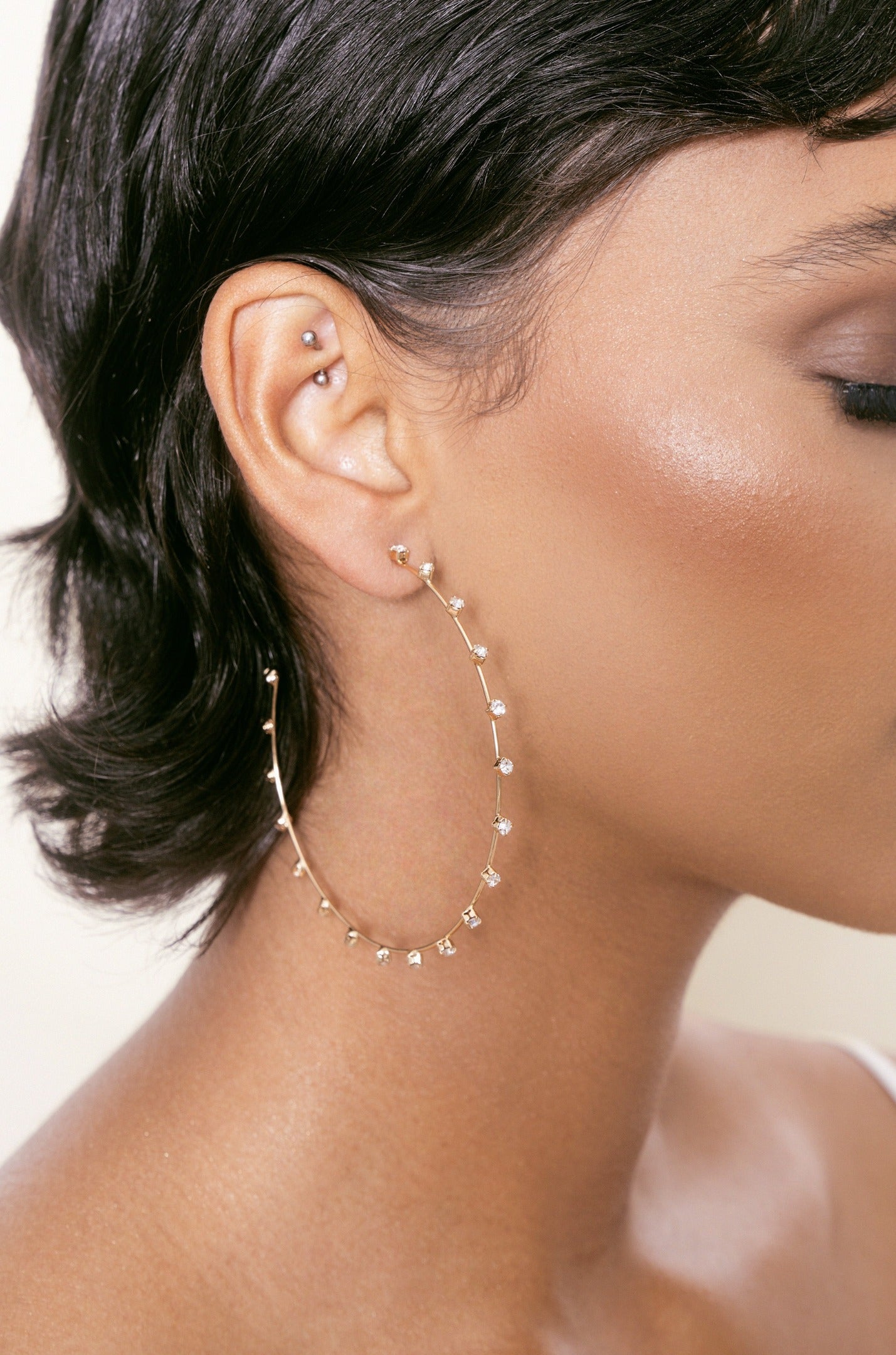 Crystal Hoop Earrings in Simple Design