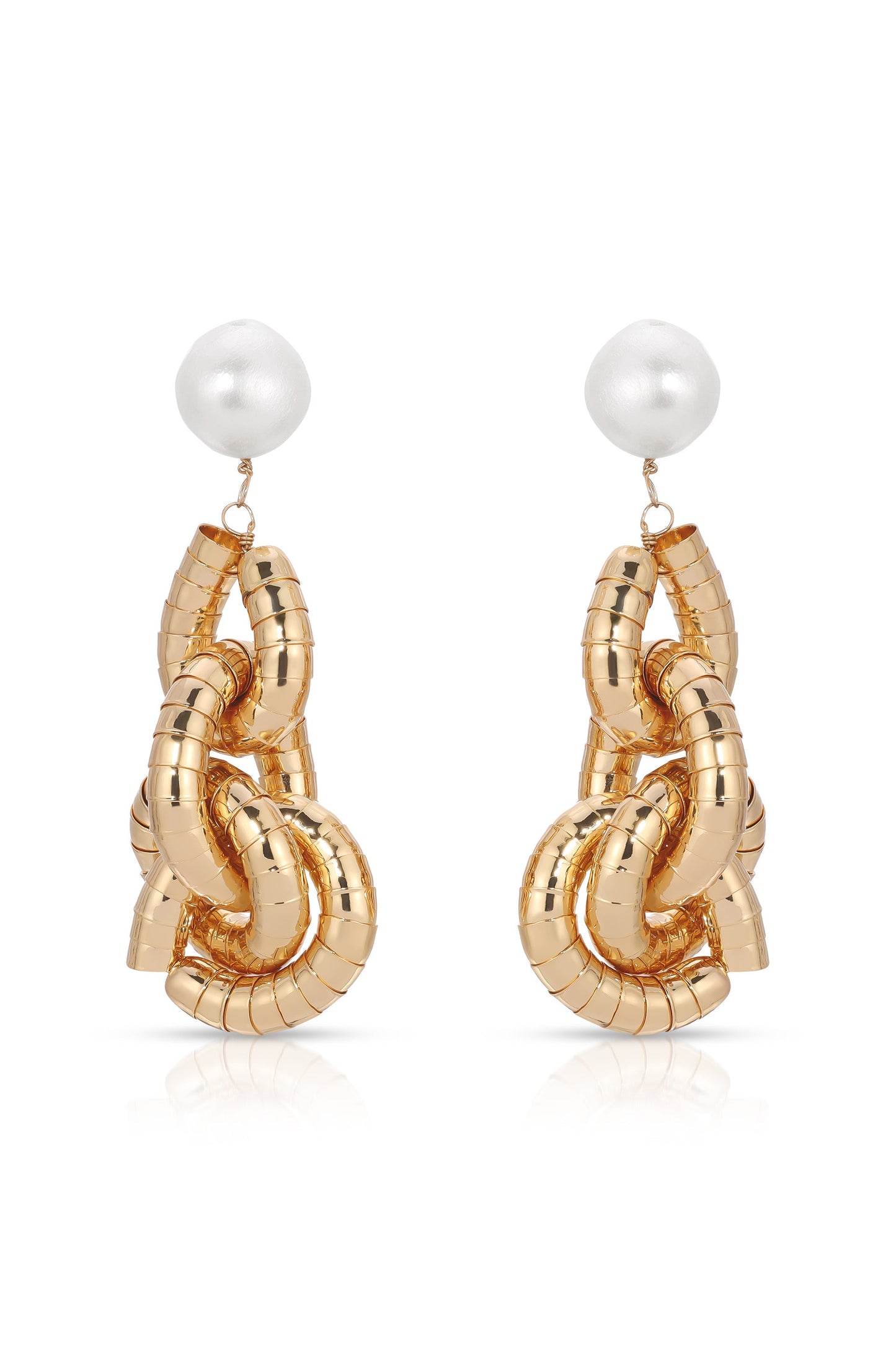 Pearl Drop Earrings in Liquid Gold Finish