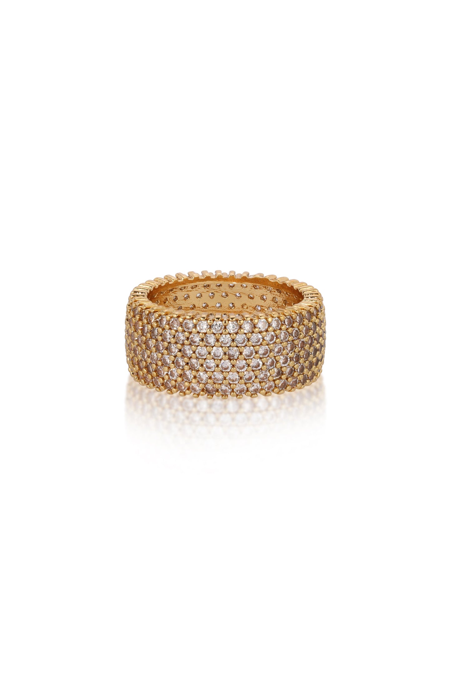 Thick Band Ring with Crystal Accents