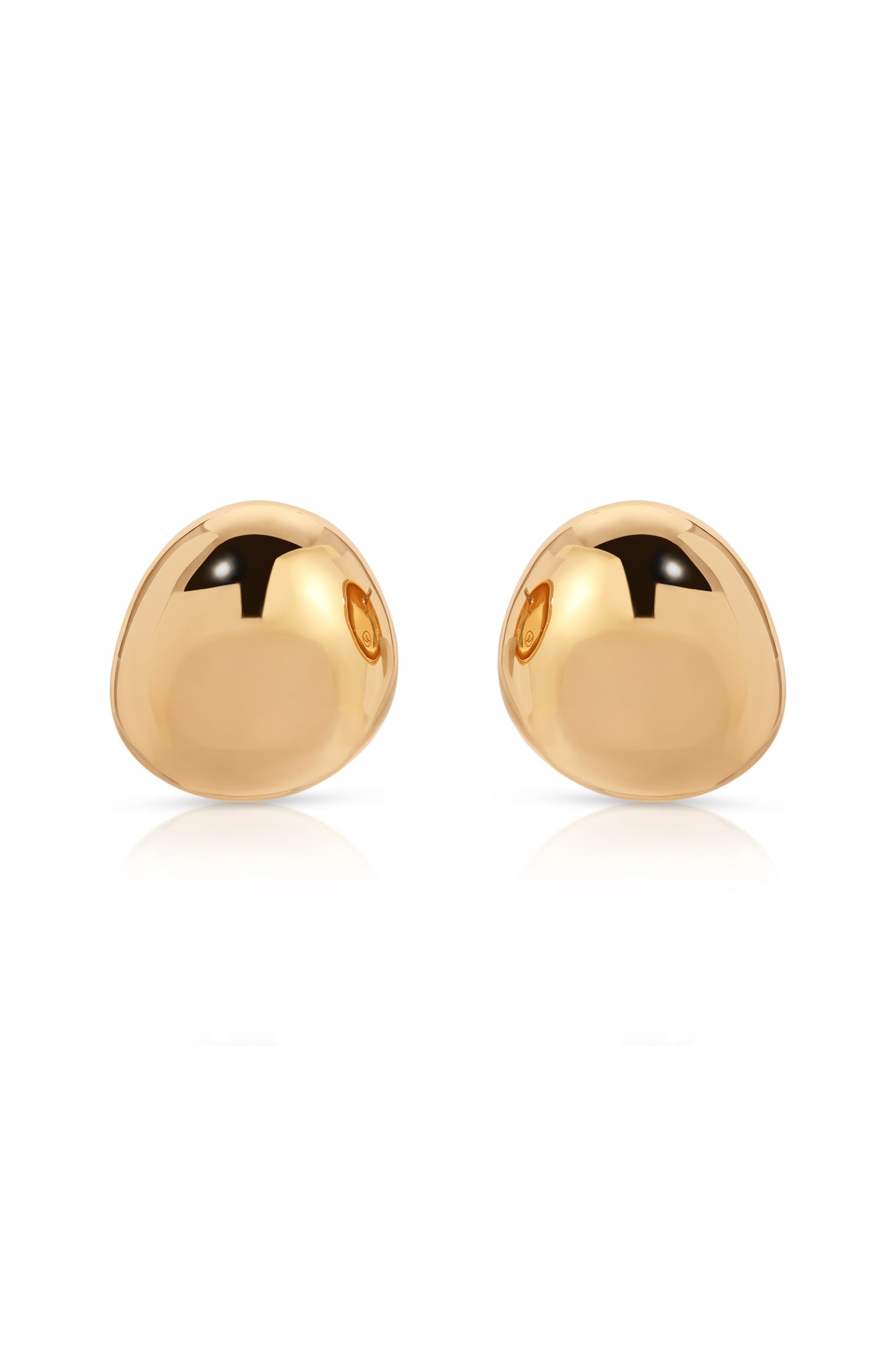 Polished Pebble Style Stud Earrings in Silver