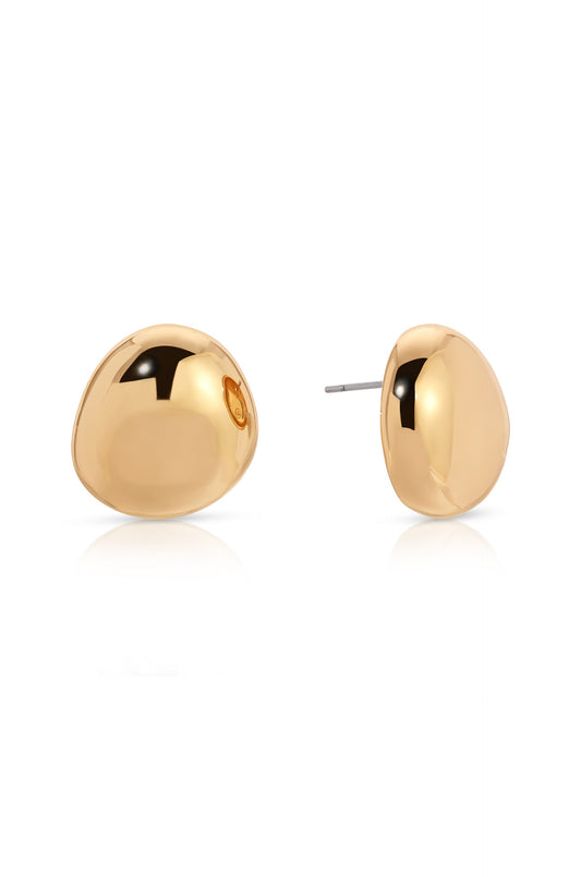 Polished Pebble Style Stud Earrings in Silver