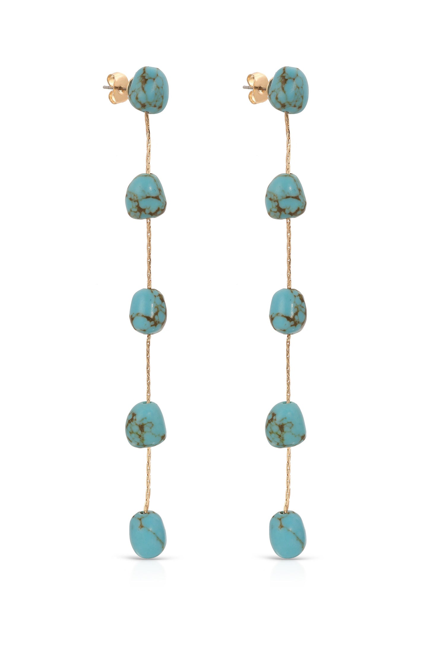 Delicate Drop Earrings with Dripping Turquoise Design