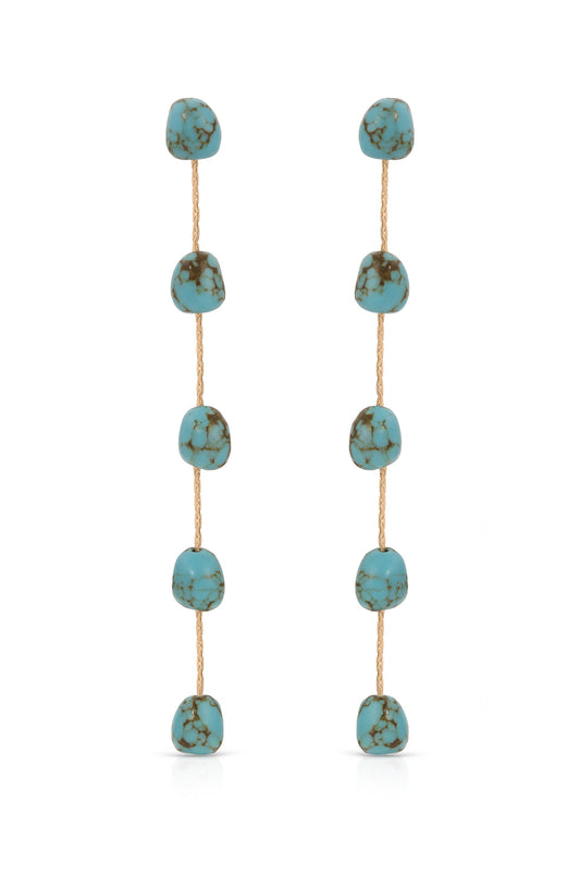 Delicate Drop Earrings with Dripping Turquoise Design