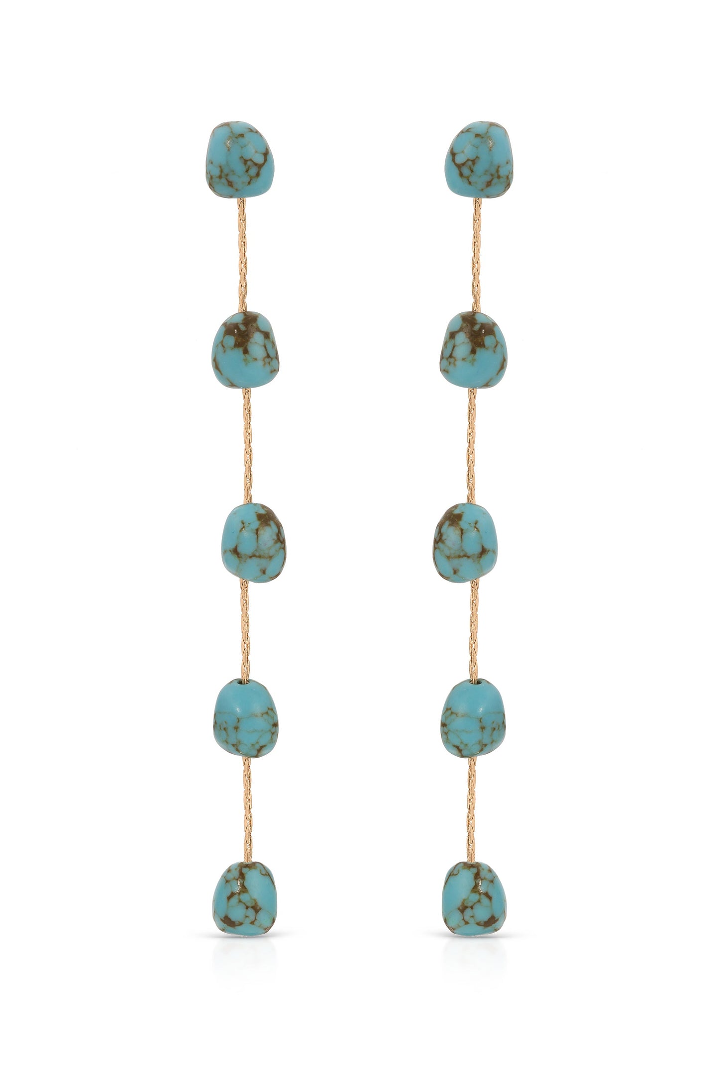 Delicate Drop Earrings with Dripping Turquoise Design