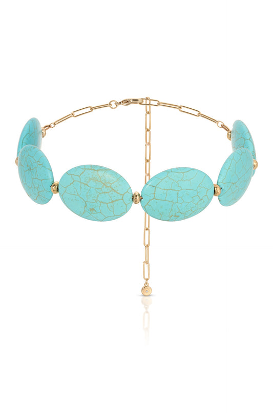 Turquoise Stone Oval Choker Necklace