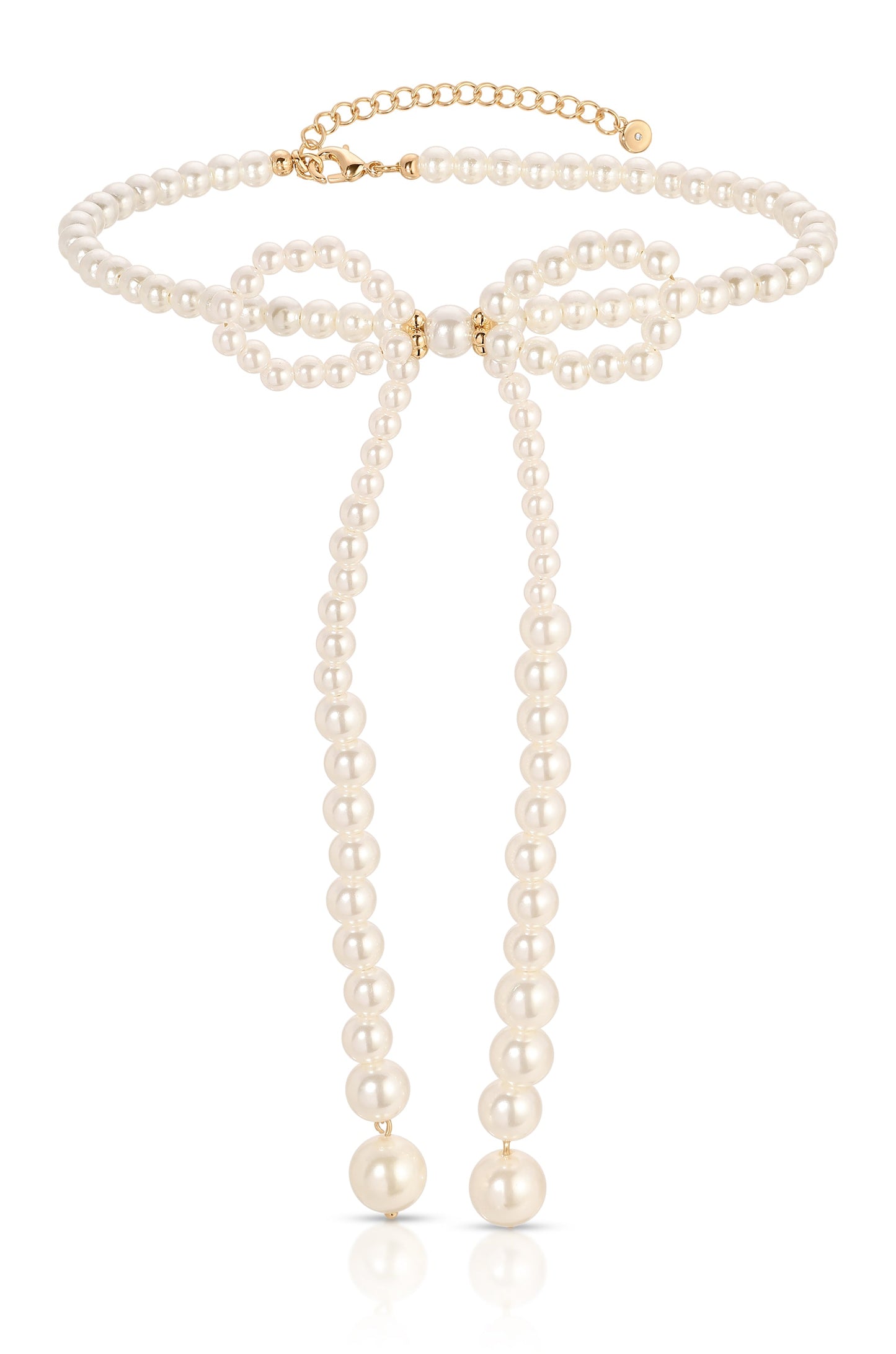 Elegant Pearl Bow Design Necklace