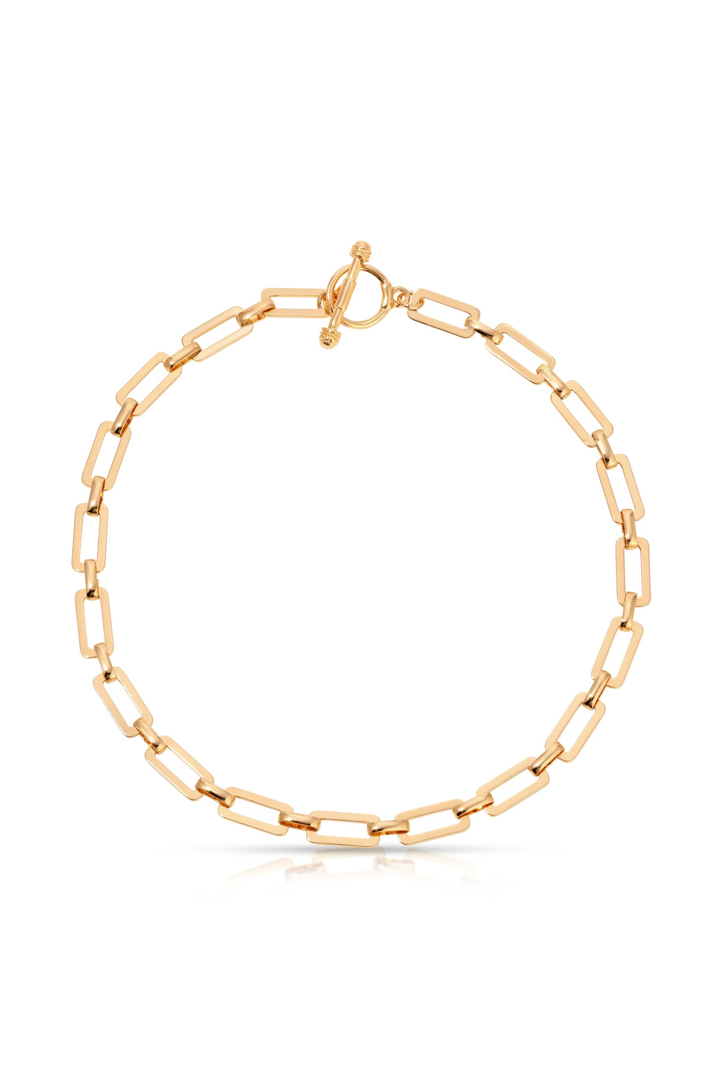 Flat Rectangle Chain Necklace in Gold