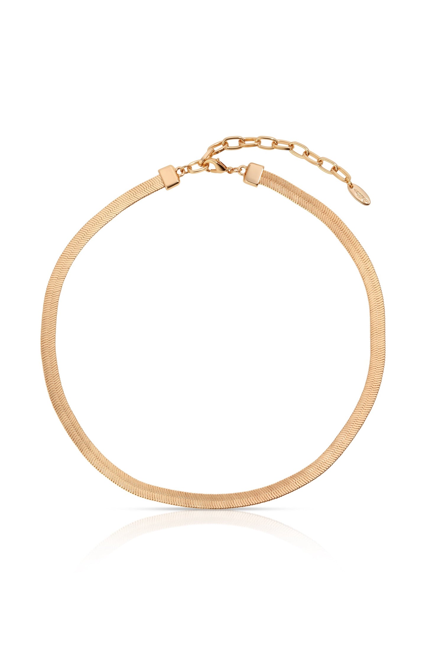 Flat Herringbone Chain Necklace in Gold