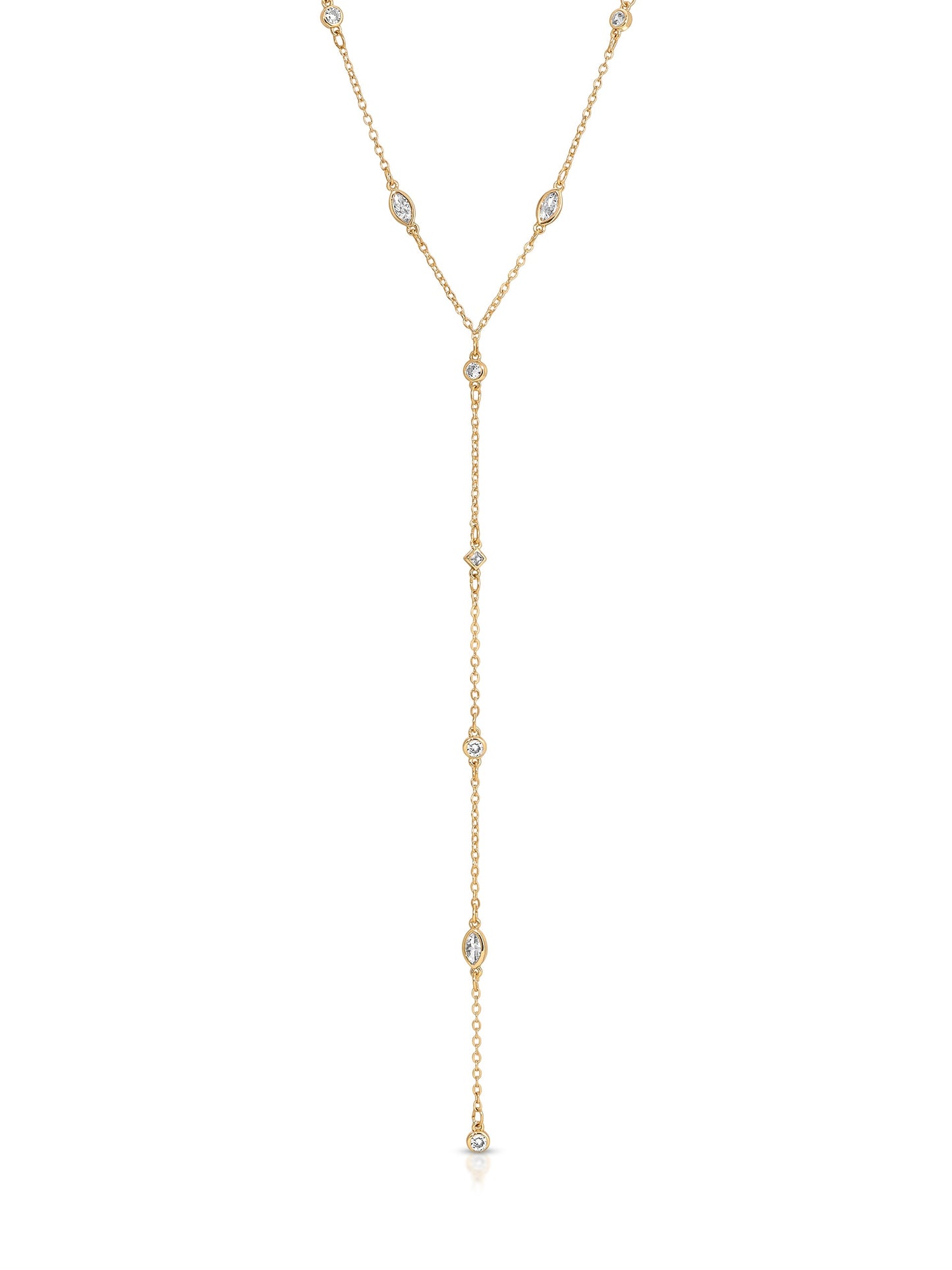 Crystal Dotted Simple Lariat Necklace Design