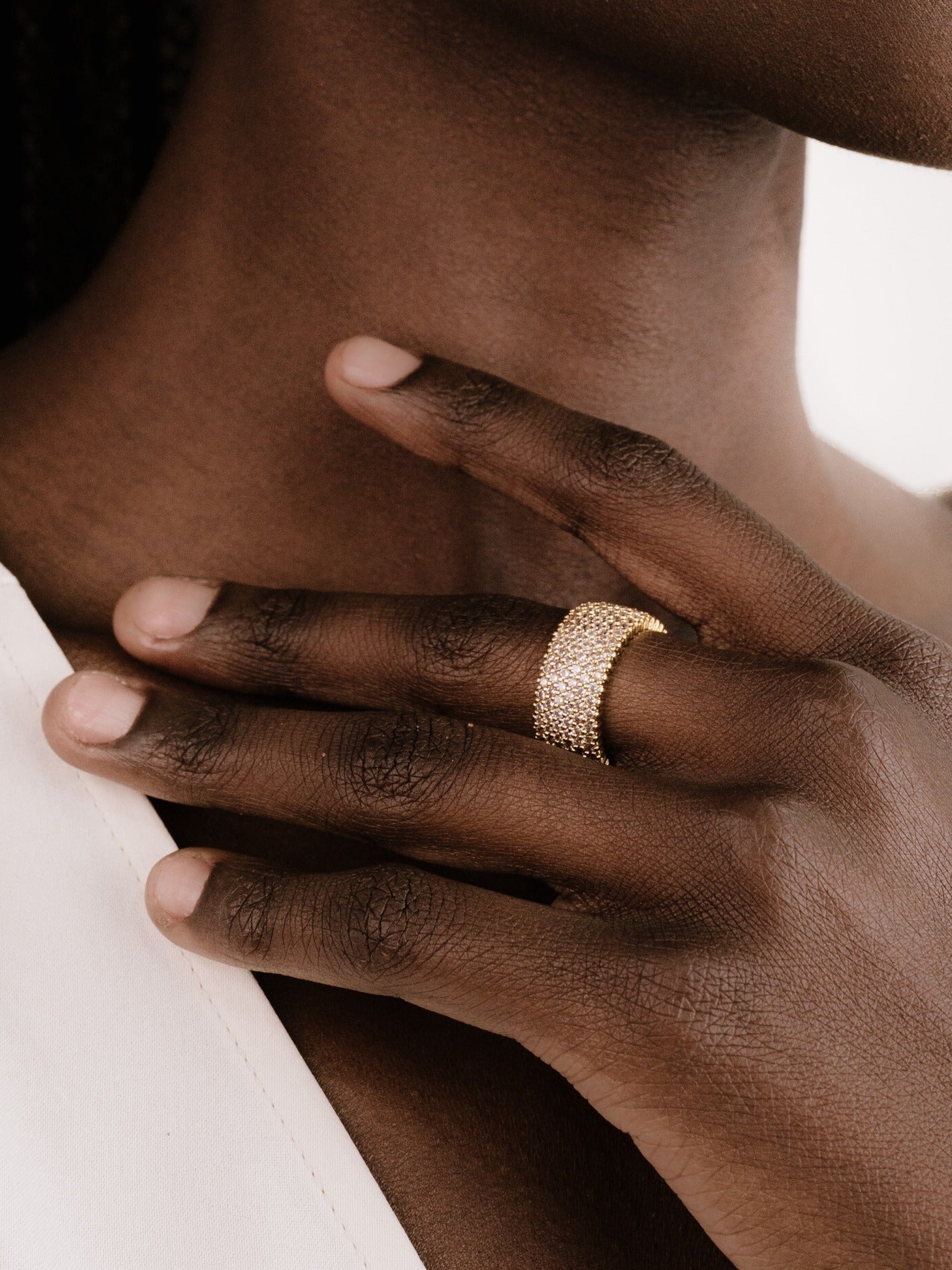 Thick Band Ring with Crystal Accents