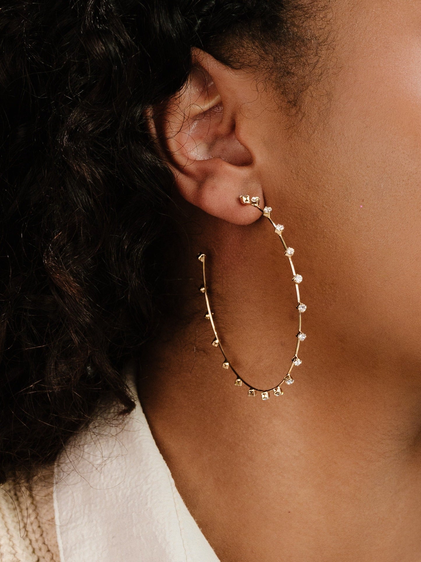 Crystal Hoop Earrings in Simple Design