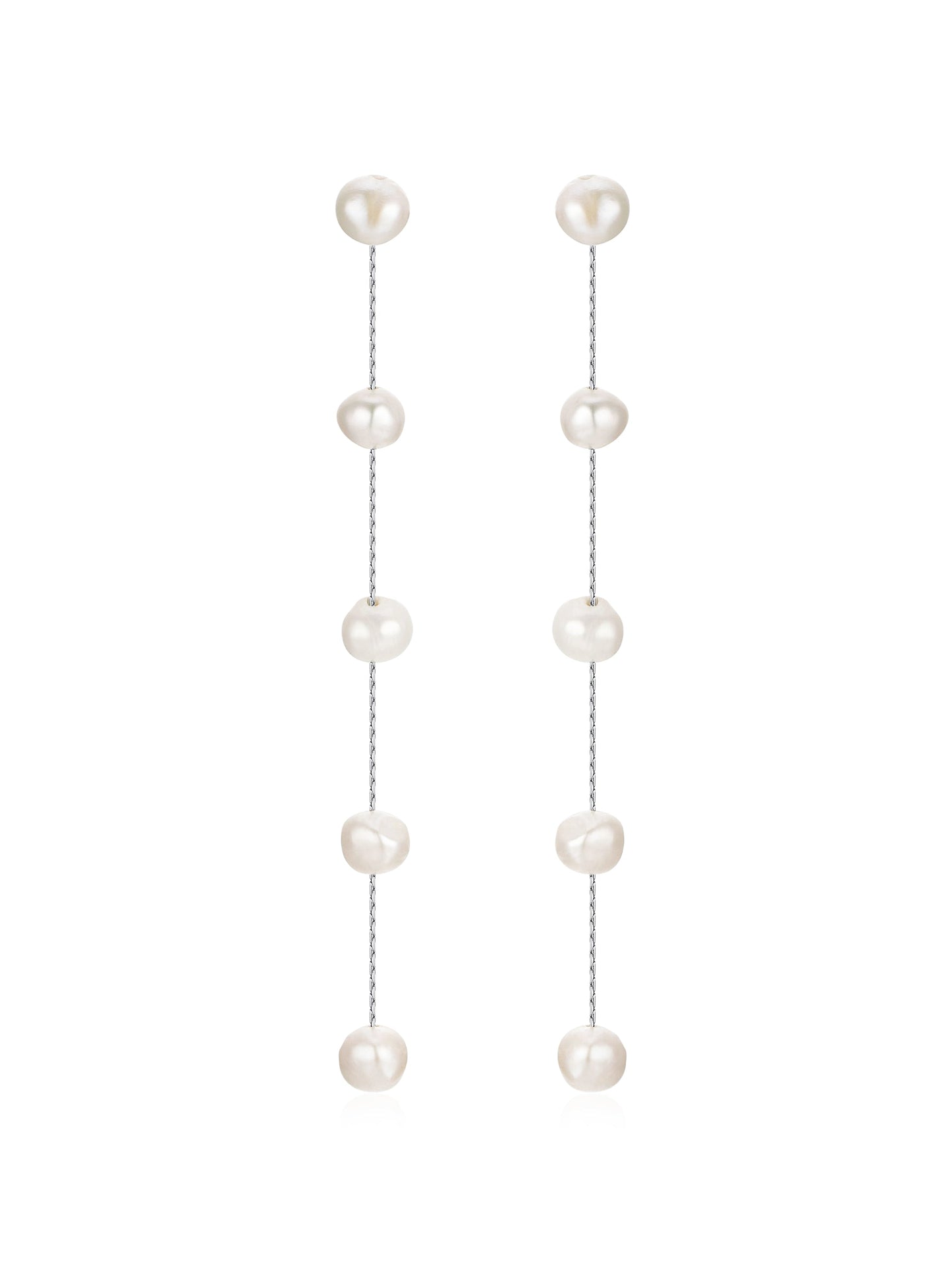 Delicate Drop Earrings with Dripping Pearl Design